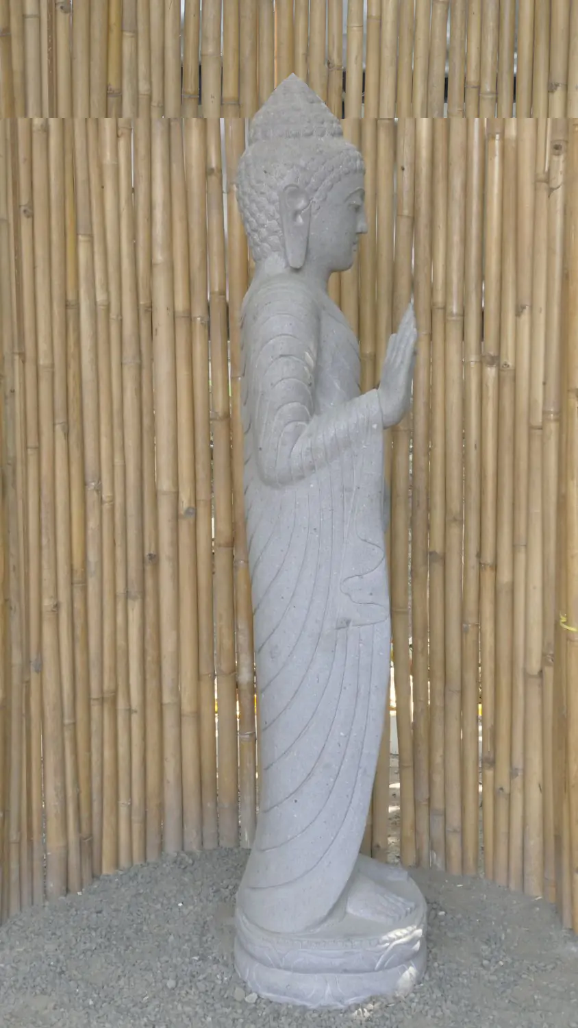  Product image 5 of the product “Standing Buddha - Abhaya mudra made of Riverstone, ca. 180 cm High ”